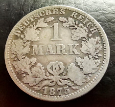 GERMANIA - 1 Mark 1875 A Berlin - Marca Argint .900 - Imperiul German - (3) foto