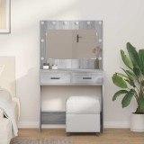 Masa de toaletă cu lumini LED, gri sonoma, 78,5x41x135 cm