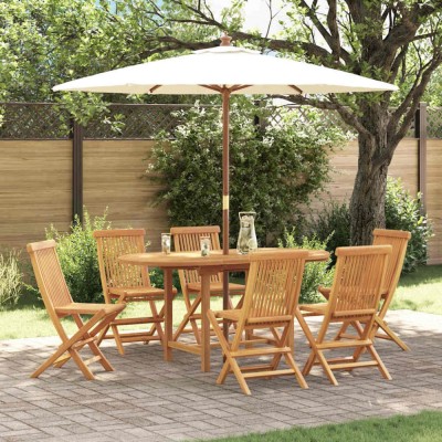 vidaXL Set de masă pentru grădină 7 pcs Maro 160 x 80 x 75 cm foto