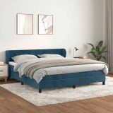 vidaXL Pat box spring cu saltea, albastru &icirc;nchis, 180x200 cm, catifea 3127509