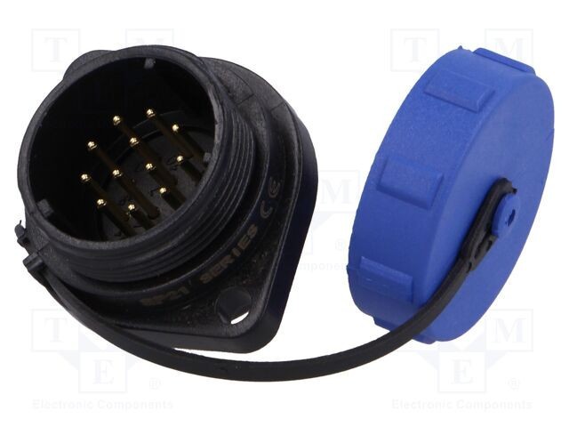 Soclu SP21 WEIPU tată PIN 12 cu capac protecție IP68 5A lipire