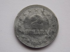 2 DINARI 1945 IUGOSLAVIA foto