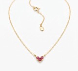 Lantisor din Argint 925 Placat cu Aur ,Ruby Heart Sparkle cu Zirconiu Roz-Rubiniu