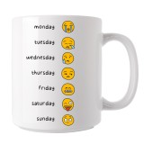 Cana alba personalizata Emoji zilele saptamanii, INOVATIX&reg;. 330ml