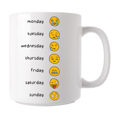 Cana alba personalizata Emoji zilele saptamanii, INOVATIX&amp;reg;. 330ml foto