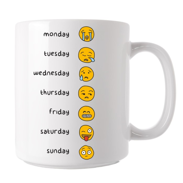 Cana alba personalizata Emoji zilele saptamanii, INOVATIX&reg;. 330ml