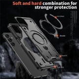 Husa military armour cu inel metalic, ALC MOBILE, compatibila cu Samsung Galaxy S24 Fe, Negru