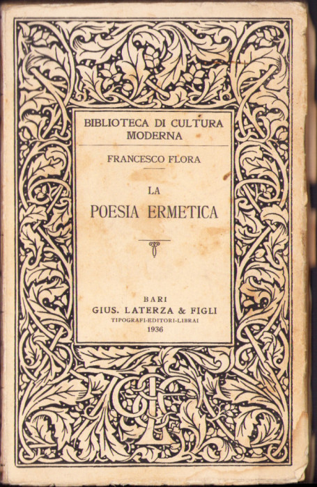 HST C6167 La poesia ermetica 1936 Francesco Flora