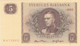 Suedia 5 kronor coroane 1963 UNC