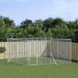VidaXL Padoc de exterior pentru c&acirc;ini argintiu 4x4x2 m oțel galvanizat