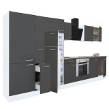 Mobilă Bucătărie Leziter Yorki 360 Modulară, Alb/Antracit, 360cm, Cuptor Inferior, Frigider Superior, Blat 38mm