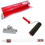 Cumpara ieftin Set gletiera profesionala, inox, 40 cm x 0.3 mm, suport, maner prelungitor, rola gletuit, Strend Pro