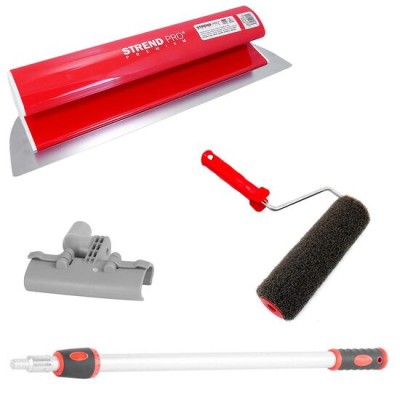 Set gletiera profesionala, inox, 100 cm x 0.3 mm, suport, maner prelungitor&amp;nbsp;0.8-1.4 m, rola gletuit, Strend Pro foto