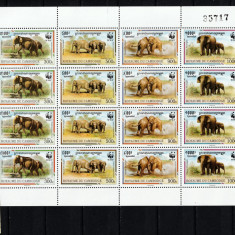 Timbre Cambodgia, 1997 | Elefant de Borneo - Animale - WWF | Bloc - MNH | aph