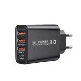 Incarcator travel de perete Quick Charge cu 4 porturi, 3 x USB/ 1 x USB-C 20 W