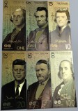 SUA - Set de 6 bancnote ornamentale, placate decorativ cu aur de 24k, &icirc;n ediția Gold Collector Edition.
