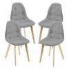 Scaune bucatarie Kopparberg HG2VE set 4 buc poliester/ fag gri deschis [en.casa] HausGarden Leisure, [en.casa]