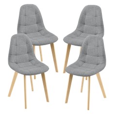 Scaune bucatarie Kopparberg HG2VE set 4 buc poliester/ fag gri deschis [en.casa] HausGarden Leisure