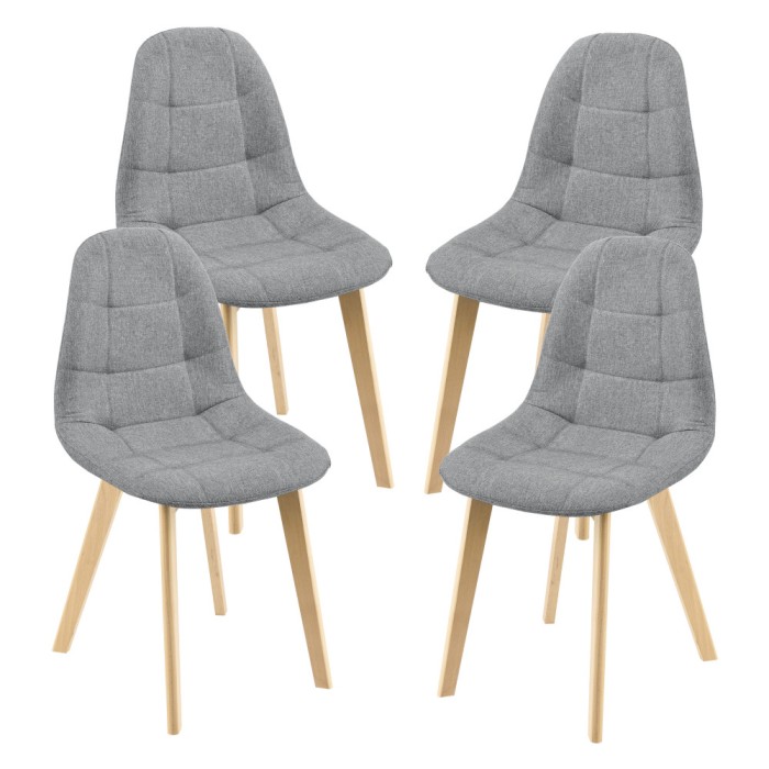 Scaune bucatarie Kopparberg HG2VE set 4 buc poliester/ fag gri deschis [en.casa] HausGarden Leisure