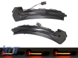 Semnale de &icirc;ntoarcere LED dinamice de tuning potrivite pentru oglinzile laterale ale Audi A3 8V 2013-2018 cu baza fumurie, stanga + dreapta Performanc