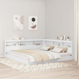 vidaXL Pat bibliotecă cu headboard Alb 180 x 200 cm Lemn compozit