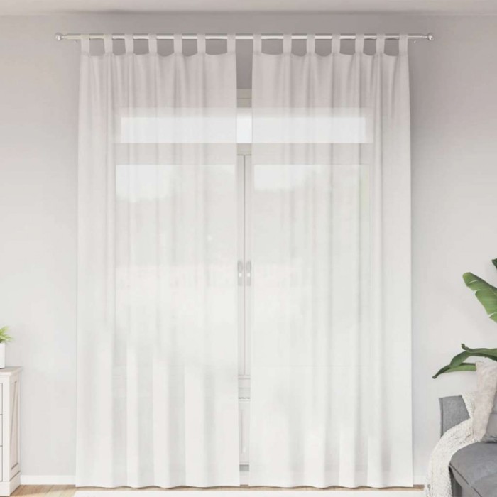 vidaXL Perdele Voile cu Bucle 2 buc Alb 140x260 cm