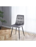 Scaun de living si bucatarie cu cadru metalic, AB37 ergonomic, catifea, 89x44x43 cm, 100 Kg, Gri