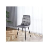 Scaun de living si bucatarie cu cadru metalic, AB37 ergonomic, catifea, 89x44x43 cm, 100 Kg, Gri