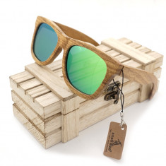 Ochelari de soare din lemn Bobo Bird AG007, lentila verde Wooden Lux foto