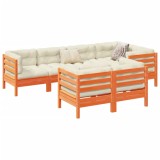 vidaXL Set canapele grădină cu perne, 7 piese, maro, lemn masiv de pin 3299497