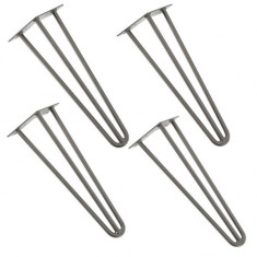 Set 4 bucati picioare Hairpin Model 4, pentru masa ? 3 brate, 40 cm, argintiu foto