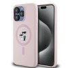 Husa pentru iPhone 15 Pro - Karl Lagerfeld Silicone MagSafe (KLHMP15LSCMKCRHP) - Pink Karl&amp;Choupette