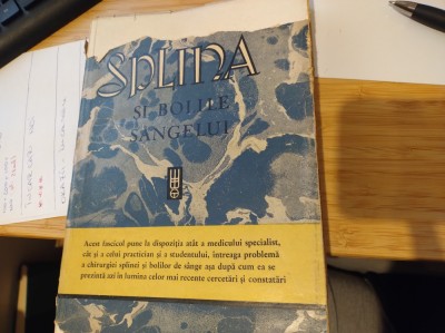 Splina și bolile s&amp;acirc;ngelui. Alexandru Pop, Aurel Nana, Eugen Adam. 1945 foto