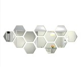 Cumpara ieftin Set 12 oglinzi sticla acrilica Ventoo&reg;, model hexagon, 100 x 85 x 50 mm, silver