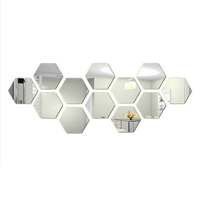 Set 12 oglinzi sticla acrilica Ventoo&amp;reg;, model hexagon, 100 x 85 x 50 mm, silver foto