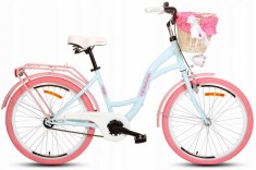 Bicicleta Goetze? Style 1 viteze Roata 24&amp;quot; 130-165 cm inaltime, Albastru/Roz foto