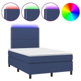 Cumpara ieftin Pat cu arcuri, saltea si LED, albastru, 120x200 cm, textil