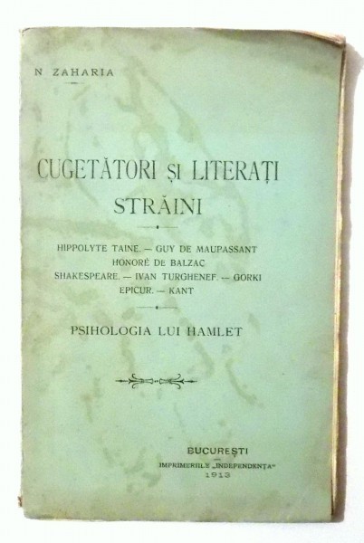 CUGETATORI SI LITERATI STRAINI de N. ZAHARIA , 1913