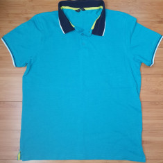 Tricou barbat cu guler polo Avenue UK bumbac turcoaz Small nou