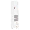 Dulap inalt, alb extralucios, 34,5x34x180 cm, lemn prelucrat
