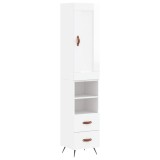 Dulap inalt, alb extralucios, 34,5x34x180 cm, lemn prelucrat