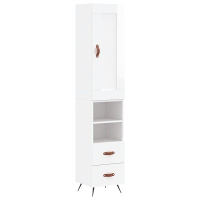 Dulap inalt, alb extralucios, 34,5x34x180 cm, lemn prelucrat foto