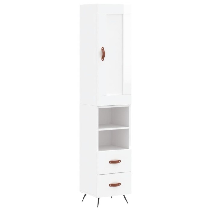 Dulap inalt, alb extralucios, 34,5x34x180 cm, lemn prelucrat