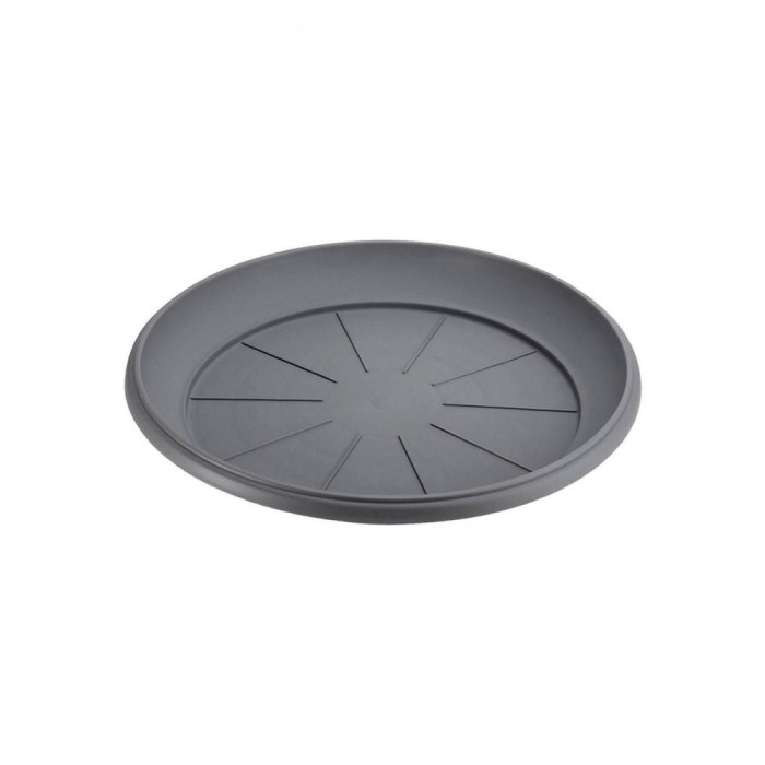 Farfurie Ghiveci Flori, Plastic, Diametru 17 cm, &Icirc;nălțime 2.5 cm, Culoare Antracit