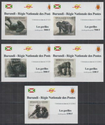 133-BURUNDI-6=5 colite nestampilate nedantelate LUX-tematica GORILE,MNH foto