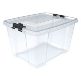 Cutie Depozitare, Model Universal, Plastic Transparent, Capacitate 30L, M&acirc;nere Negru