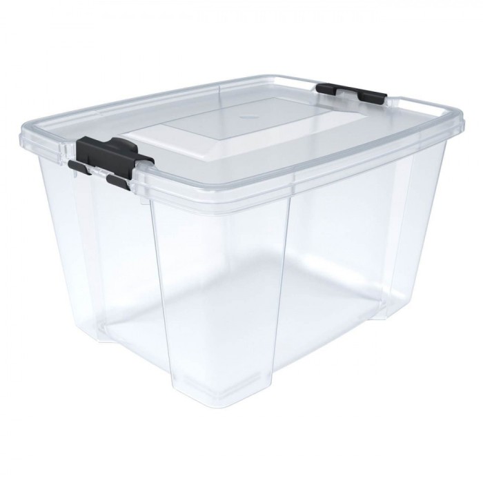 Cutie Depozitare, Model Universal, Plastic Transparent, Capacitate 30L, M&acirc;nere Negru