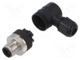 Conector M12 tată 4 pini 125V 4A IP67 unghi pe cablu LUTRONIC