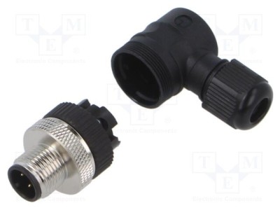 Conector M12 tată 4 pini 125V 4A IP67 unghi pe cablu LUTRONIC foto