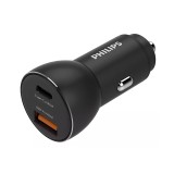 Incarcator auto Philips, 2 x USB, 36 W, Negru